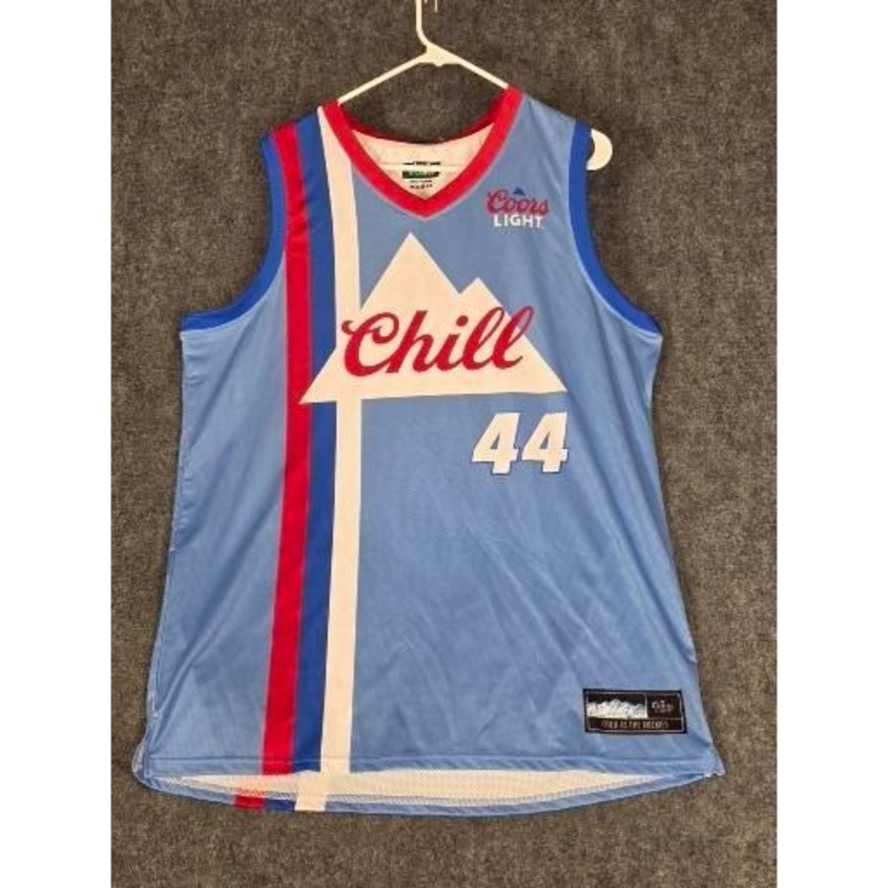 Coors Light Chill 44 Basketball Jersey Mens XL Blue Mesh Beer Graphic Tank Top